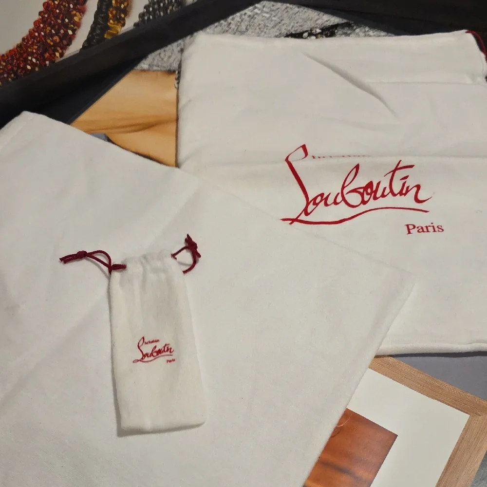Christian Louboutin White Dust Bags with Red Logo